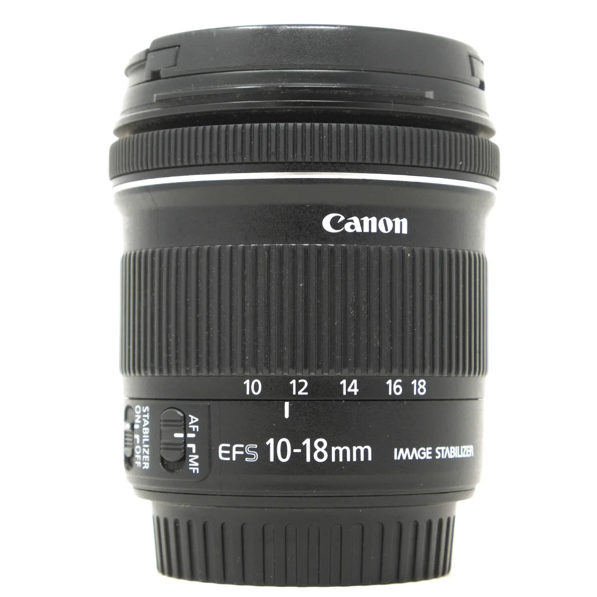 Used Canon EF-S 10-18mm F4-5.6 IS STM Lens - front angle 