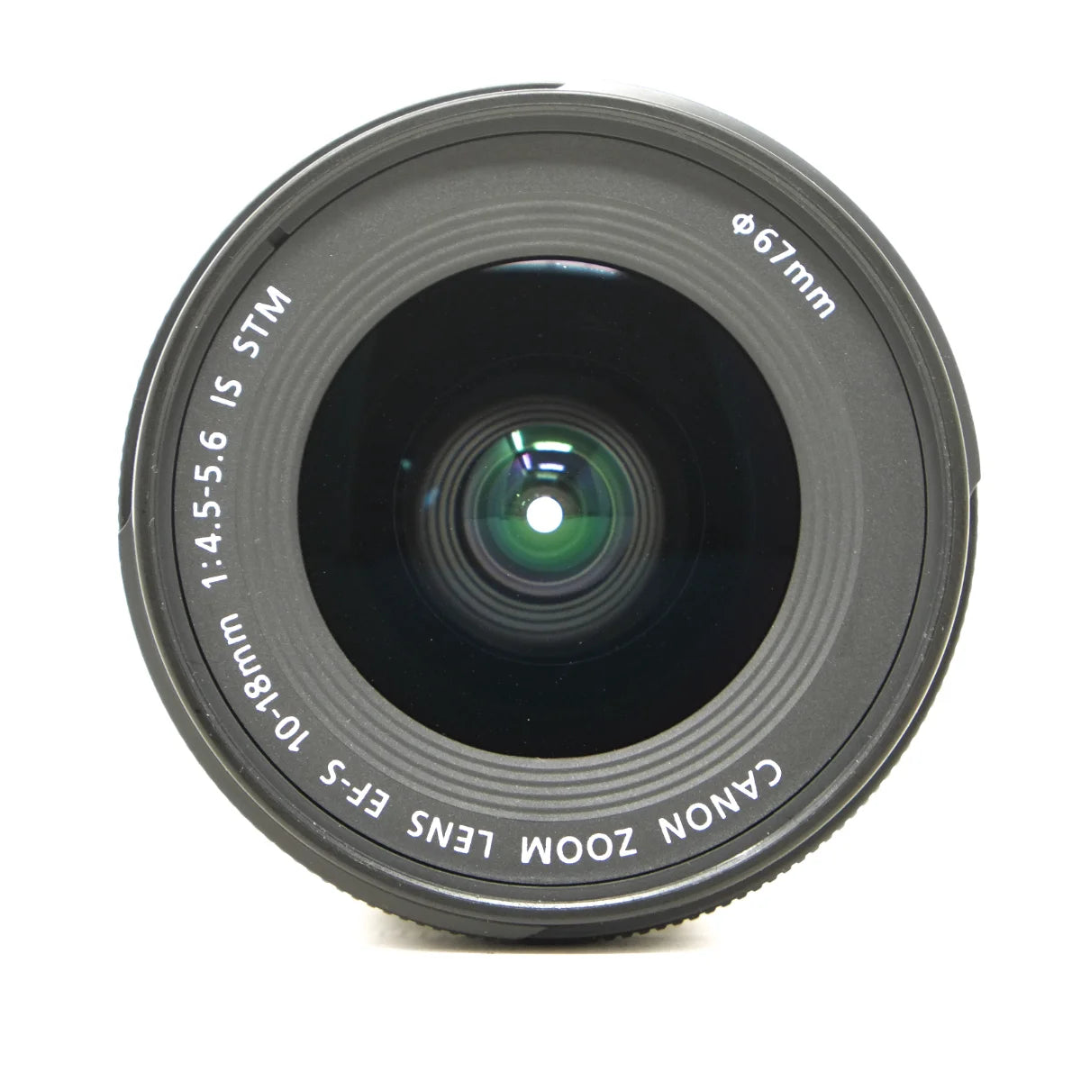 Used Canon EF-S 10-18mm F4-5.6 IS STM Lens - top angle 