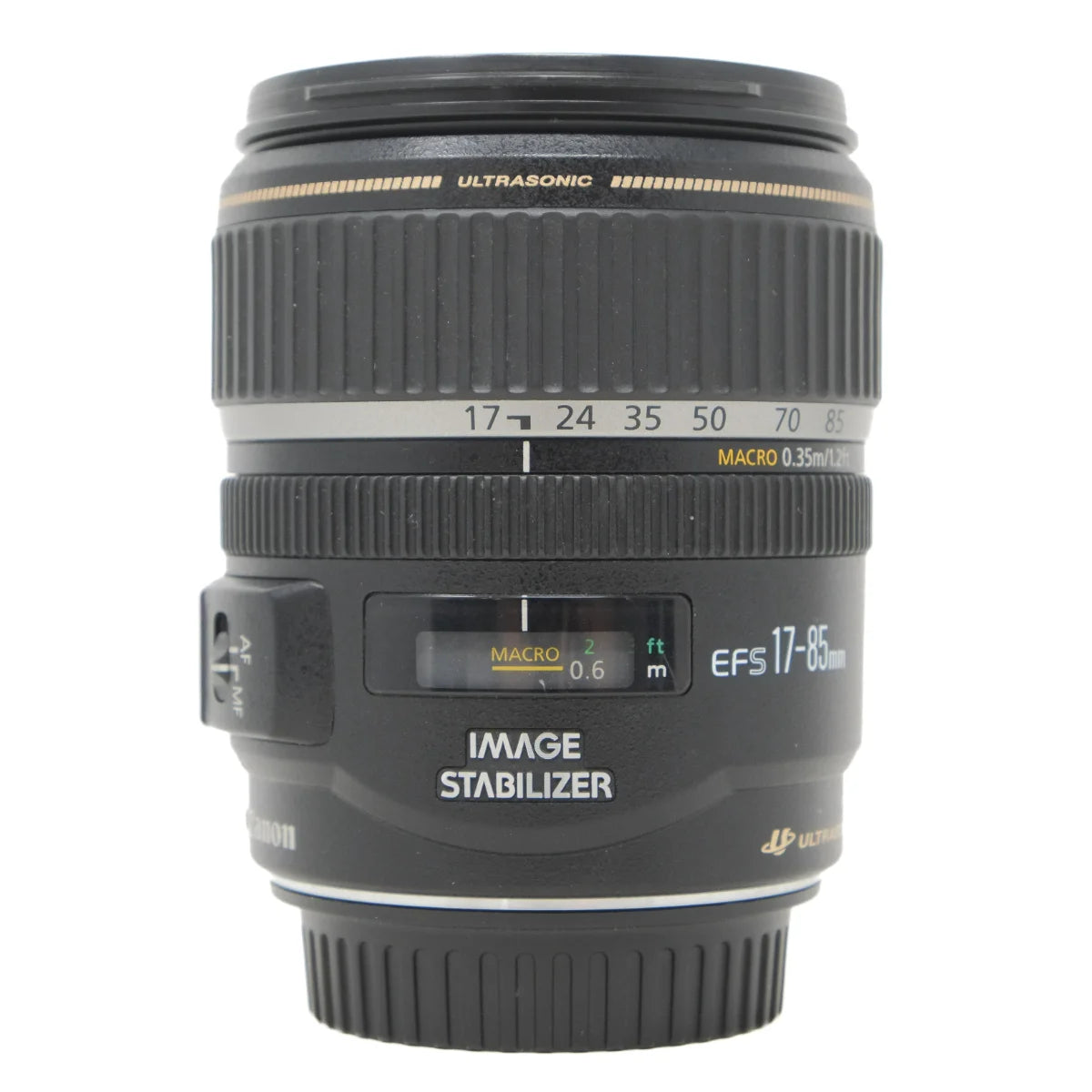 Used Canon EF-S 17-85mm F4-5.6 IS USM lens - front angle 