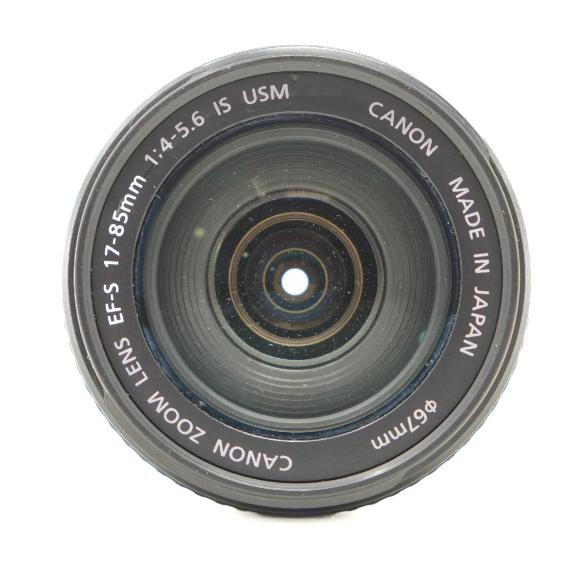 Used Canon EF-S 17-85mm F4-5.6 IS USM lens - top angle 