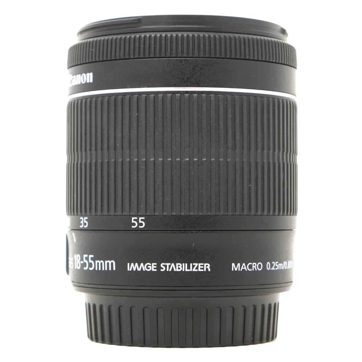 Used Canon EF-S 18-55mm F3.5-5.6 IS STM Lens - side angle 