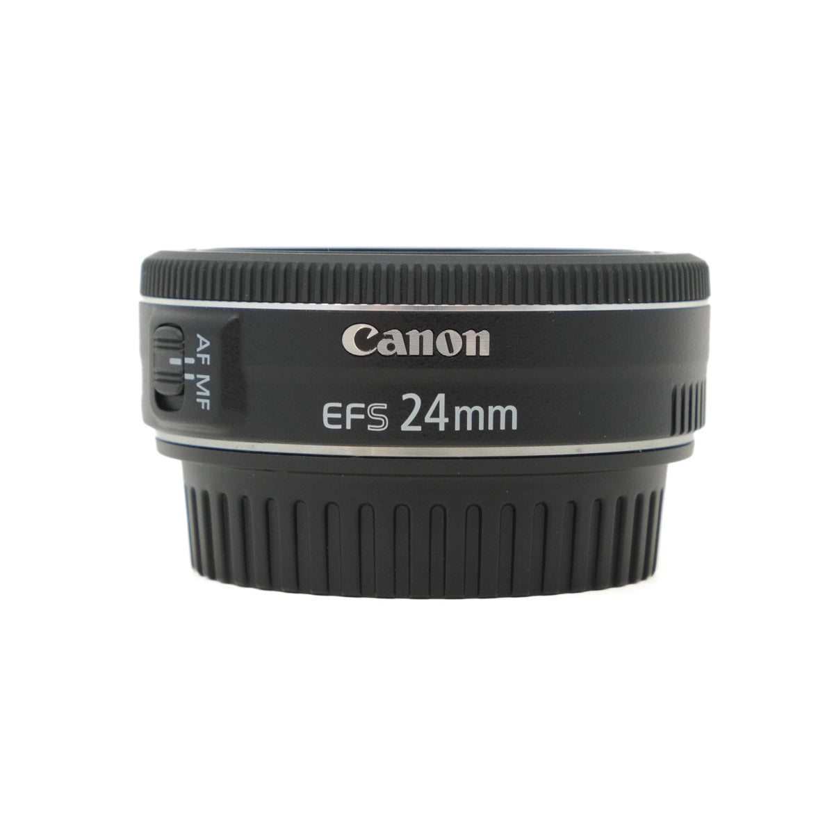 Canon EFS 24mm camera lens on a white background