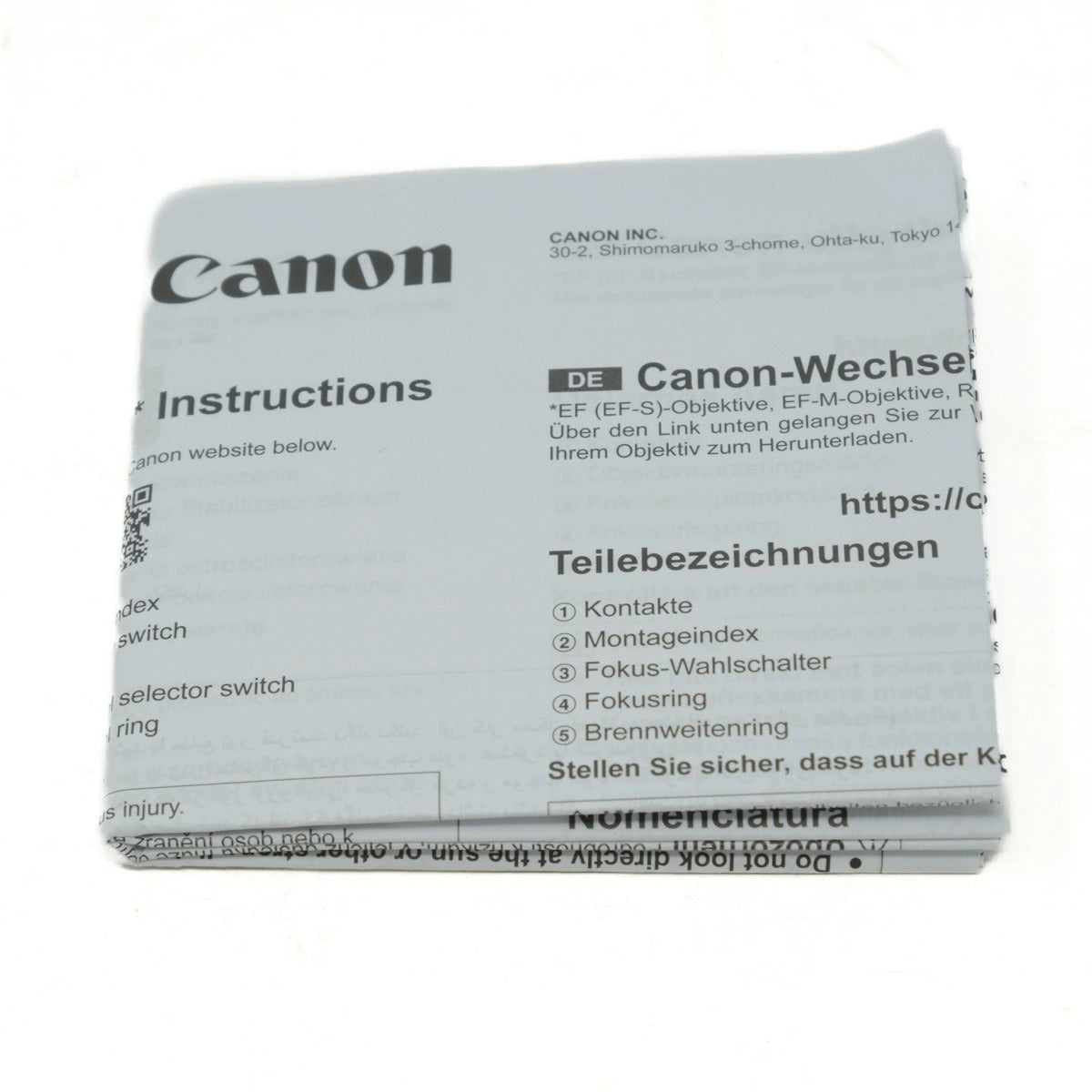 Used Canon EF-S 24mm F2.8 STM lens - instructions 