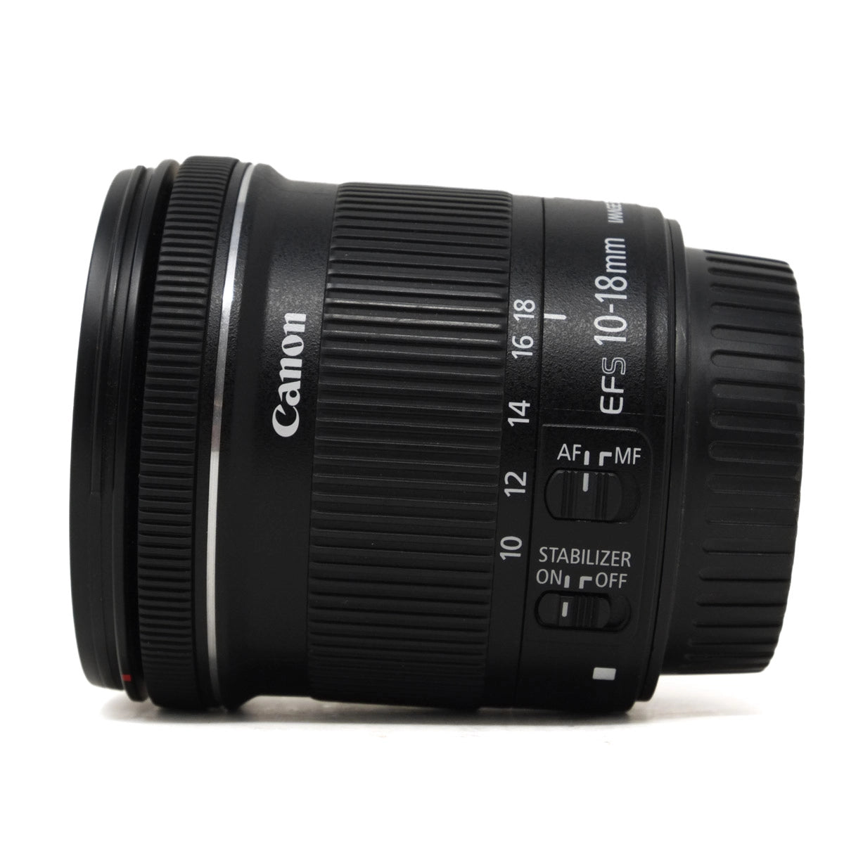 Used Canon EFS 10-18mm F4.5-5.6 IS STM Lens - Side angle 