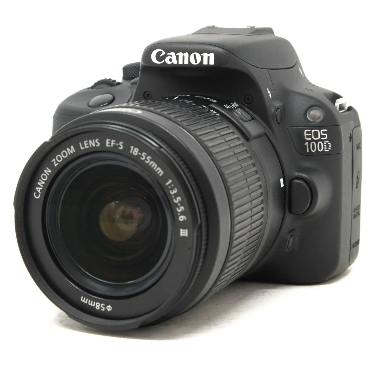 Used Canon EOS 100D + 18-55mm IS - front angle 
