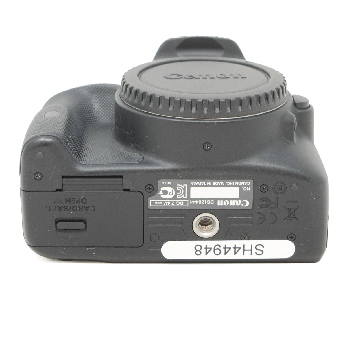 Canon camera body on a white background