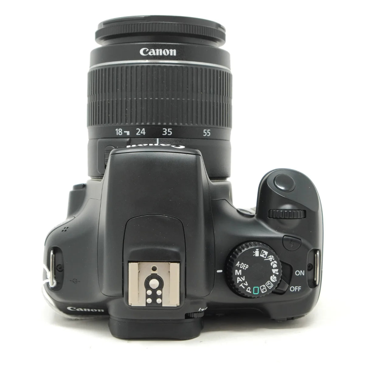 Used Canon EOS 1100D DSLR with 18-55mm lens - top angle 