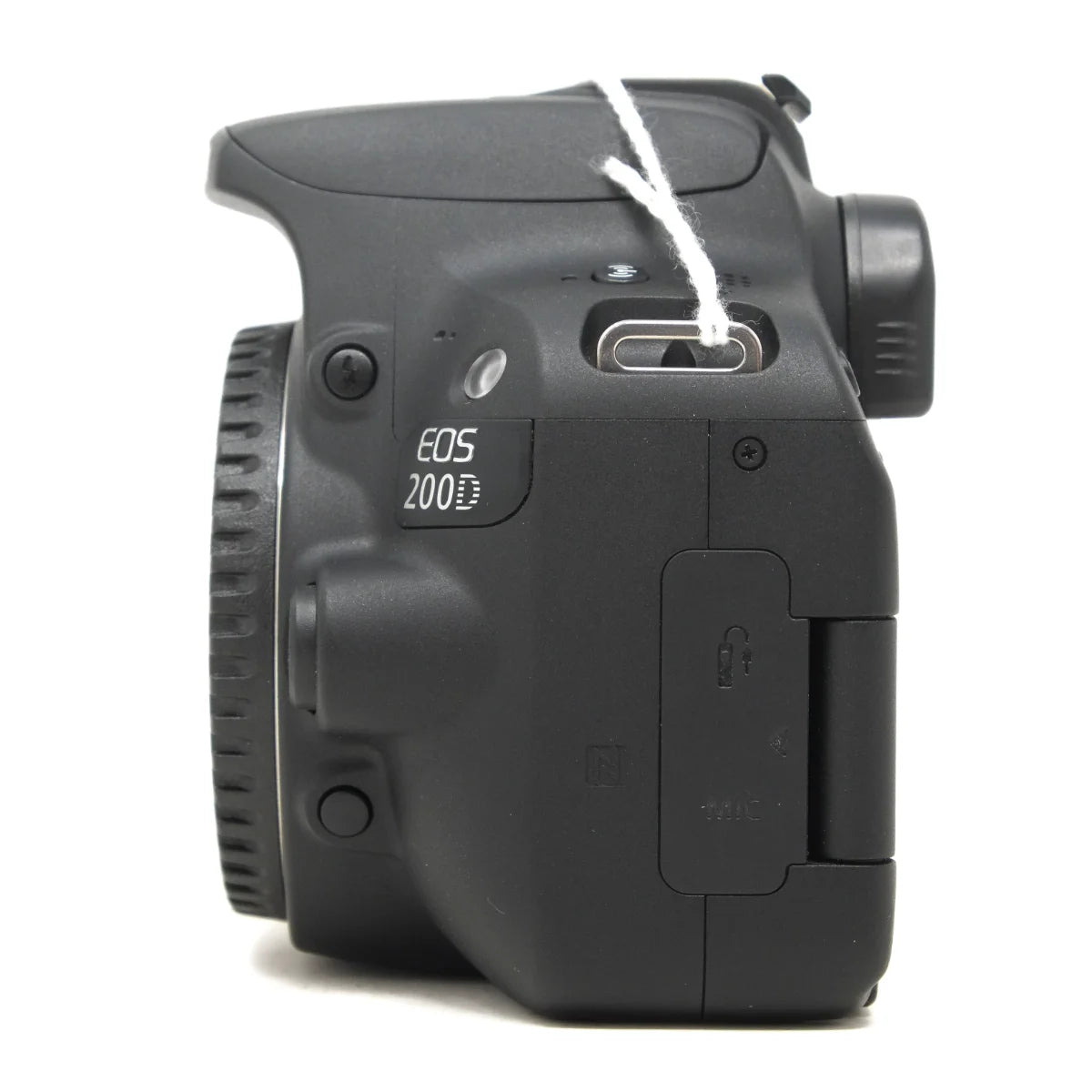 Used Canon EOS 200D DSLR camera Body - side angle 