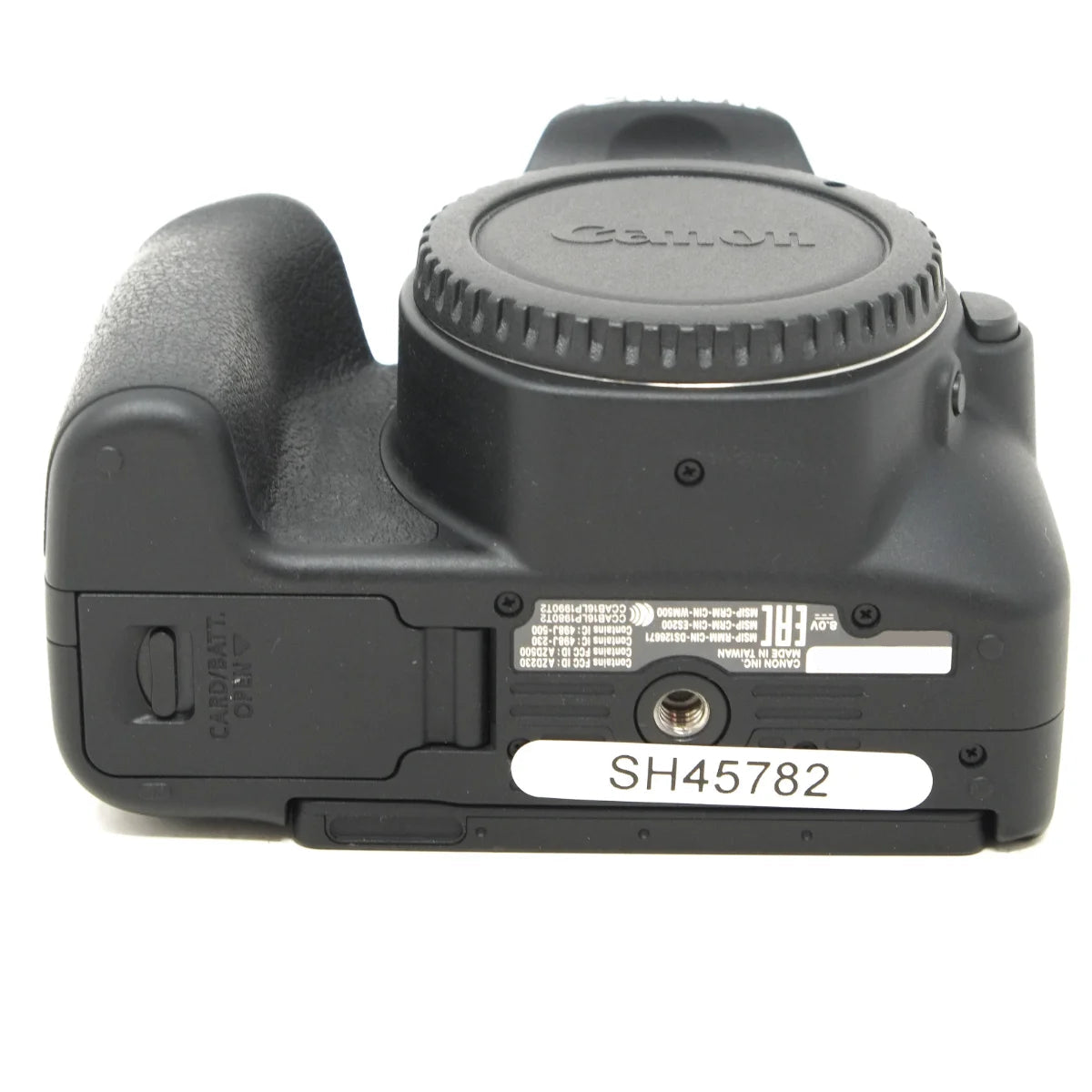 Used Canon EOS 200D DSLR camera Body - bottom angle 