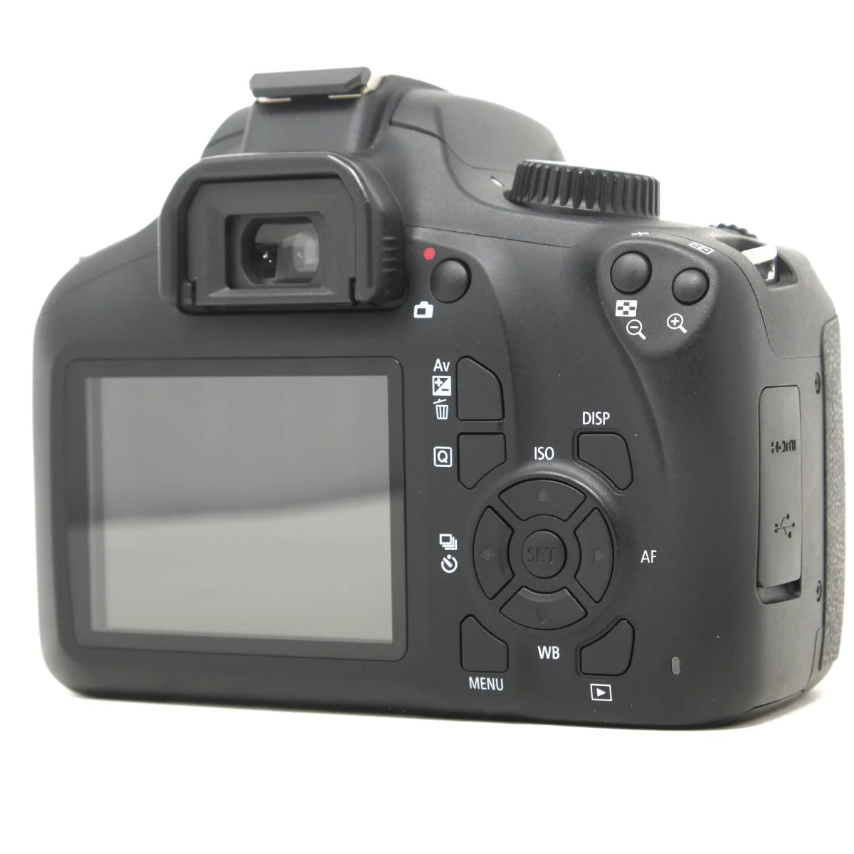 Used Canon EOS 4000D DSLR camera - back angle 