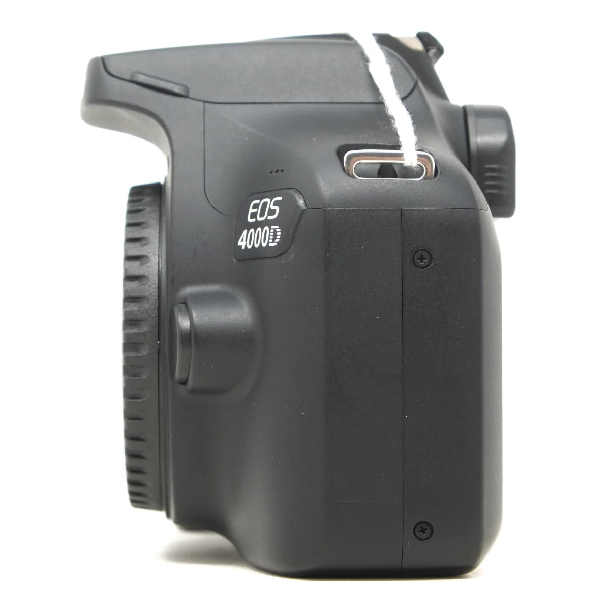 Used Canon EOS 4000D DSLR camera - side angle 