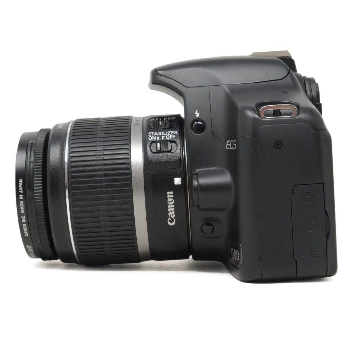 Canon EOS camera on a white background