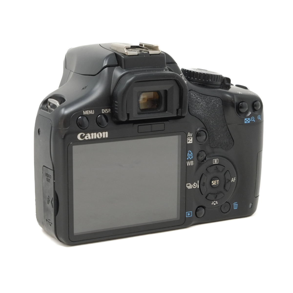 Canon DSLR camera on a white background