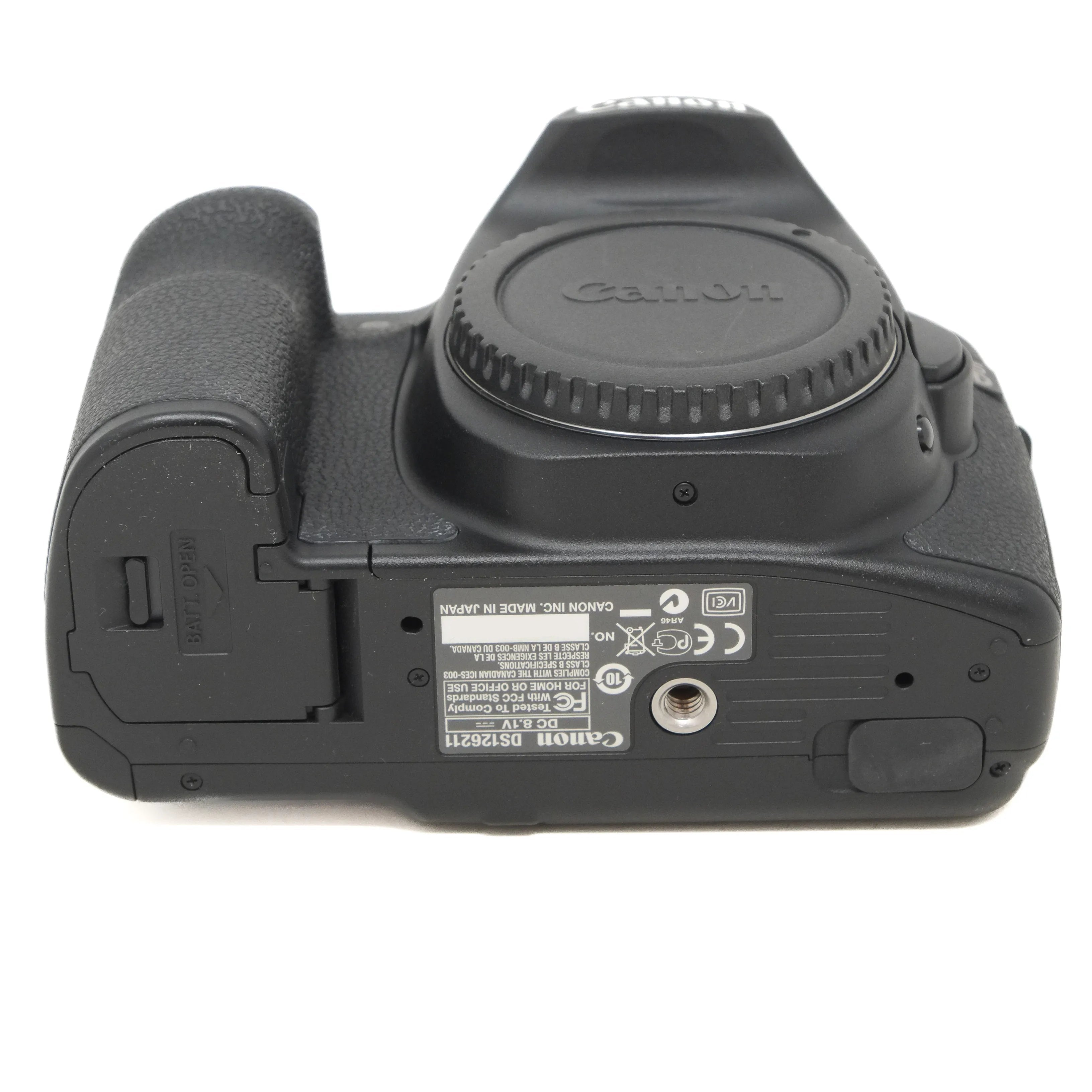 Canon camera body on a white background
