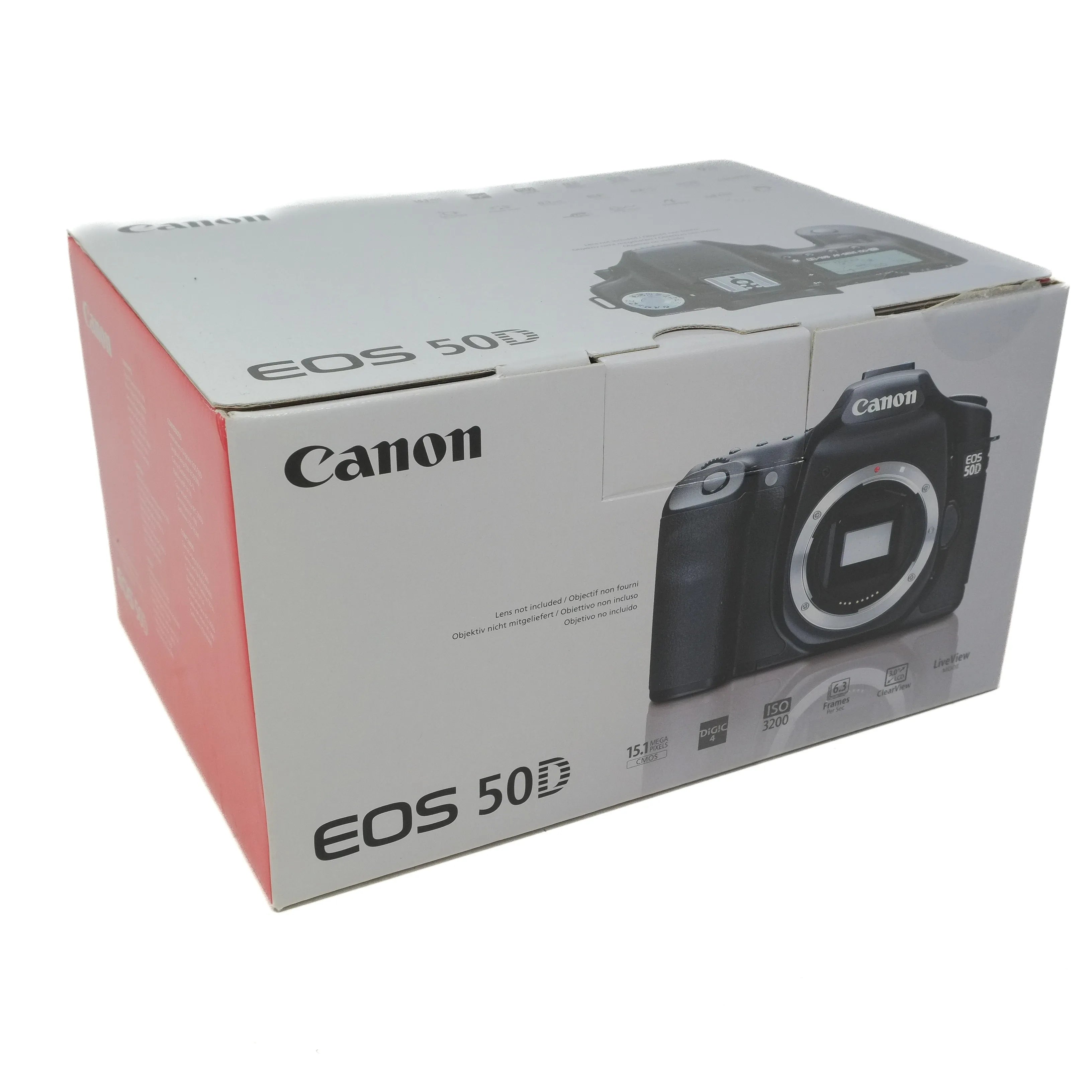 Canon EOS 50D camera packaging on a white background