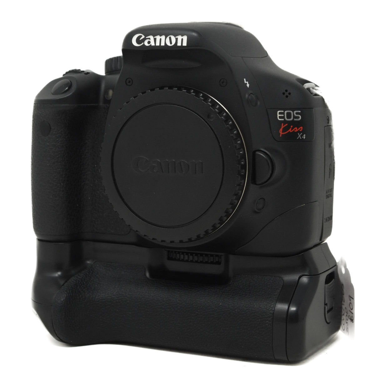 Used Canon EOS 550D "Kiss X4" + Battery Grip - Front angle 