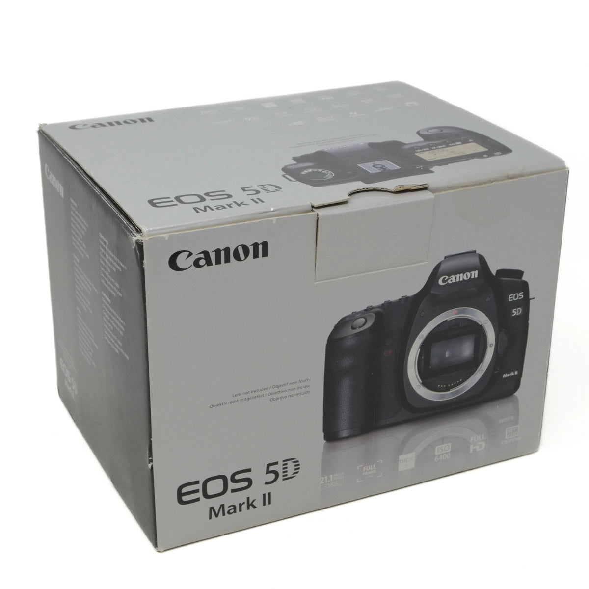 Canon EOS 5D Mark II camera packaging on a white background