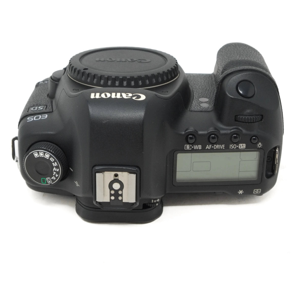 Canon EOS camera body on a white background