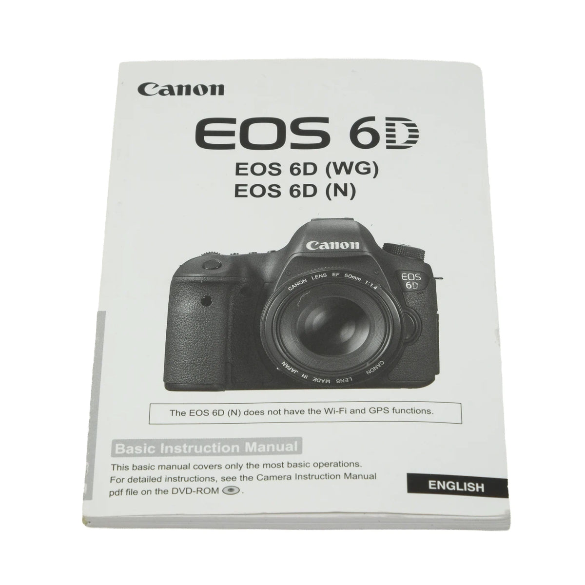 Canon EOS 6D basic instruction manual booklet cover, showing a black Canon DSLR camera on a white background with Canon branding and model text.