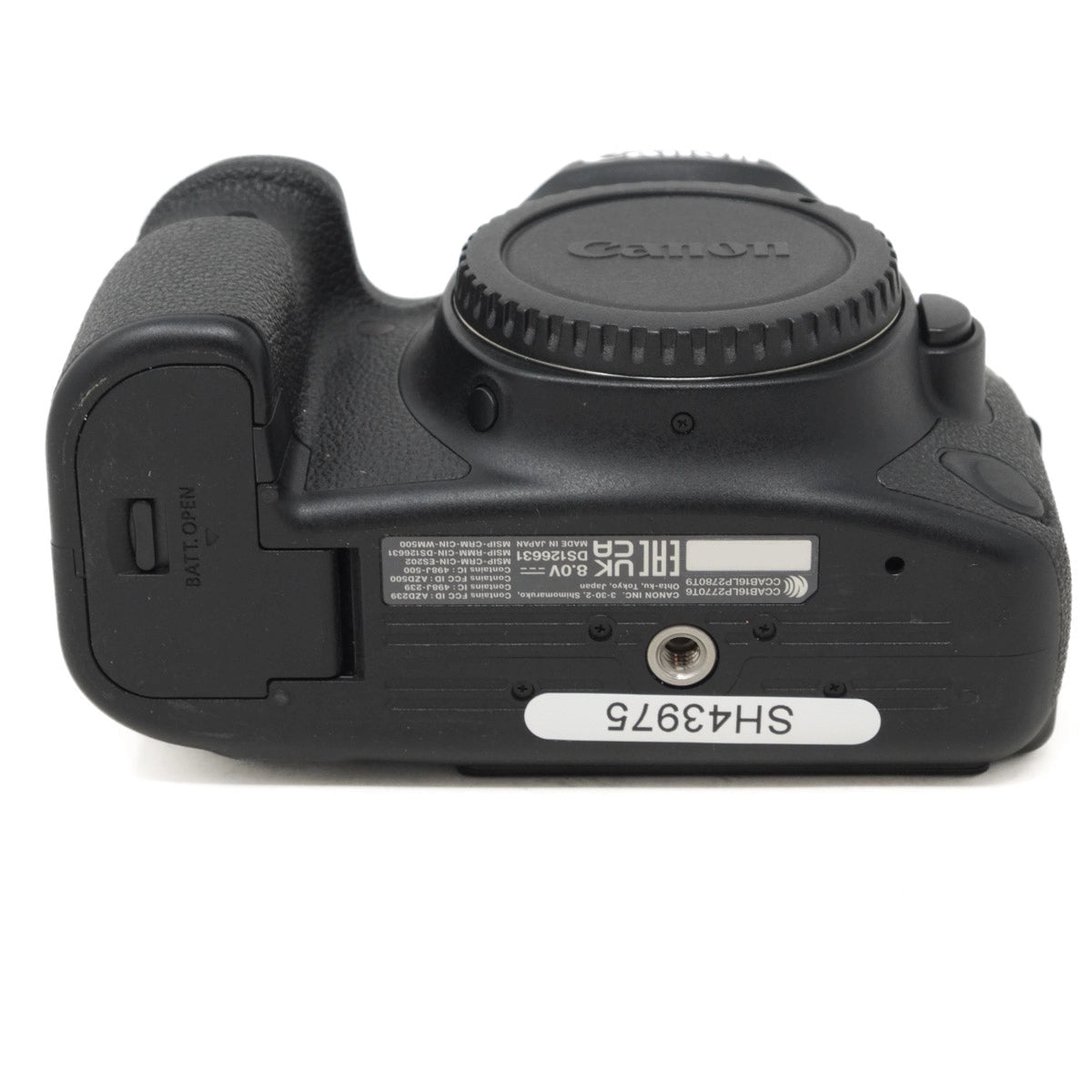 Canon camera body on a white background