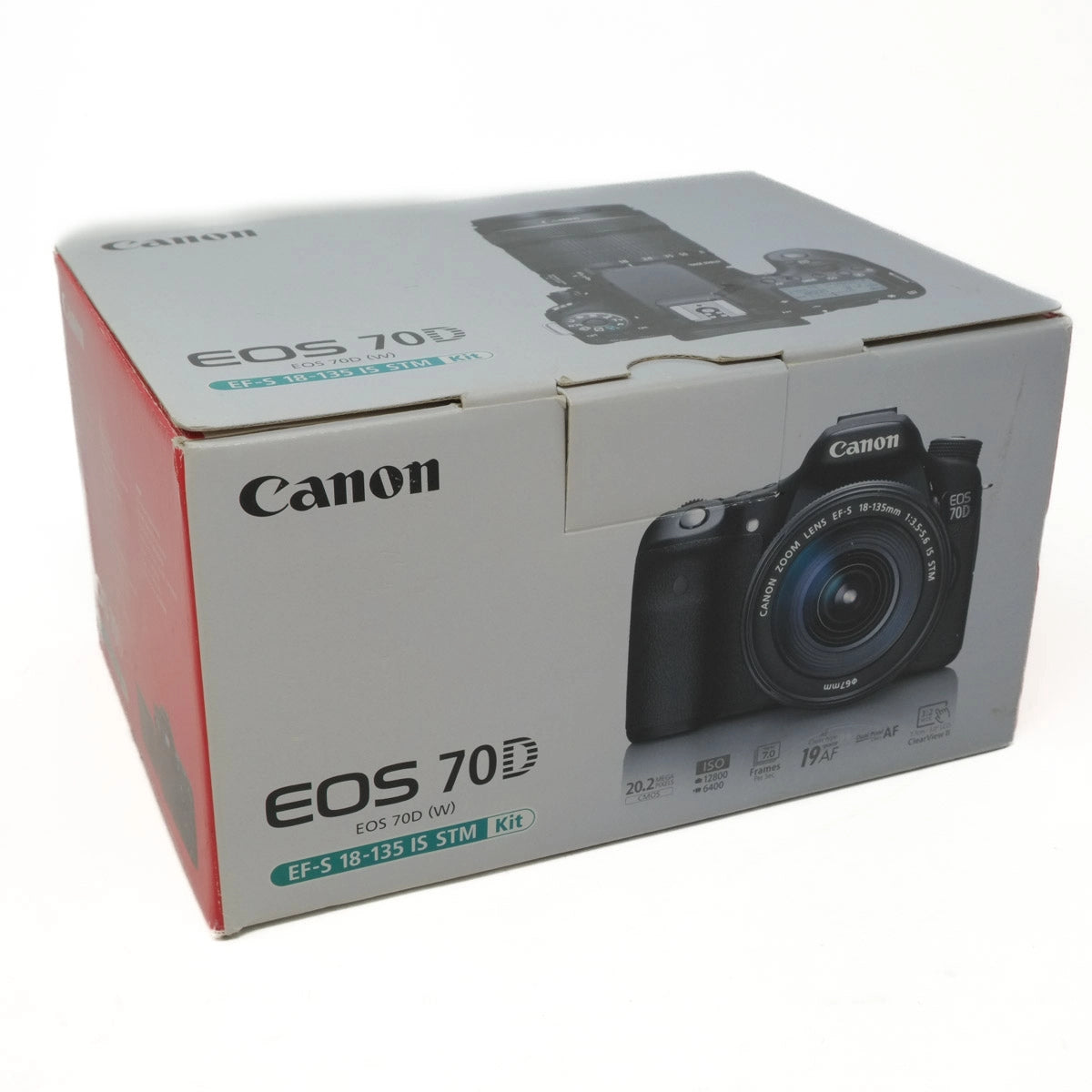 Canon EOS 70D camera packaging on a white background