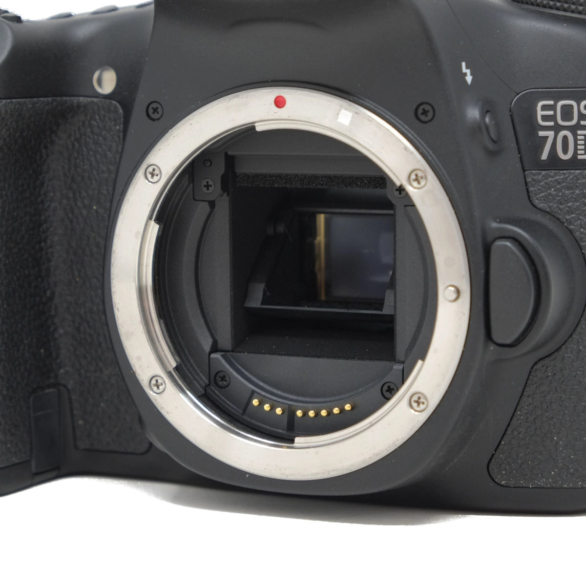 Used Canon EOS 70D DSLR camera with only 2,155 ACT. - front angle 