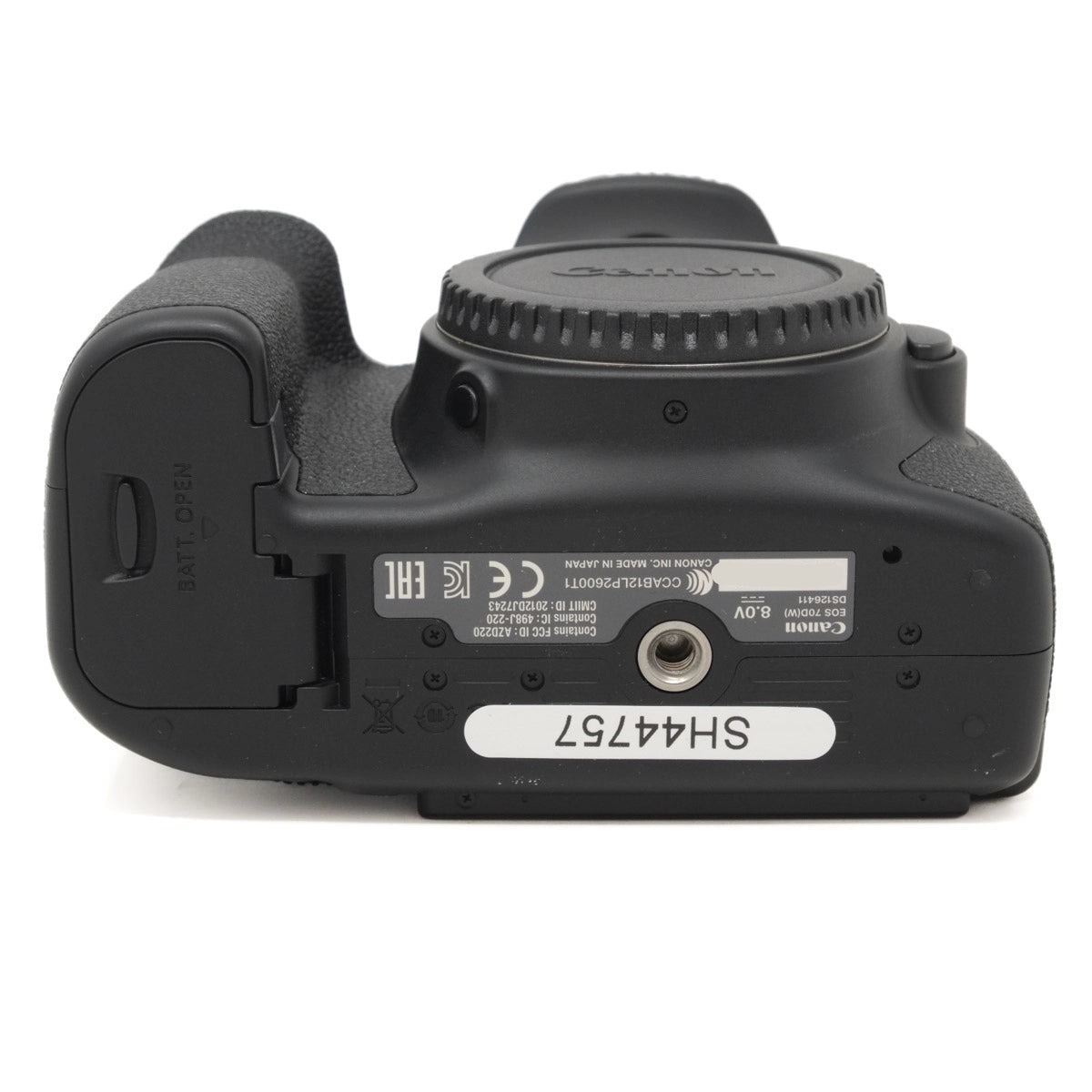 Canon camera body on a white background