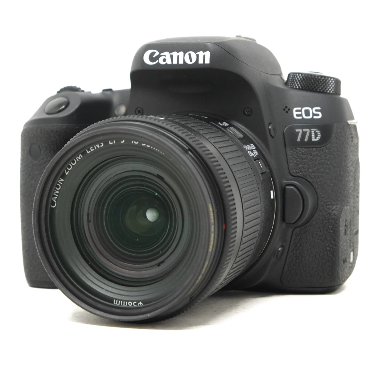 Used Canon EOS 77D + 18-55mm IS STM Lens - front angle 