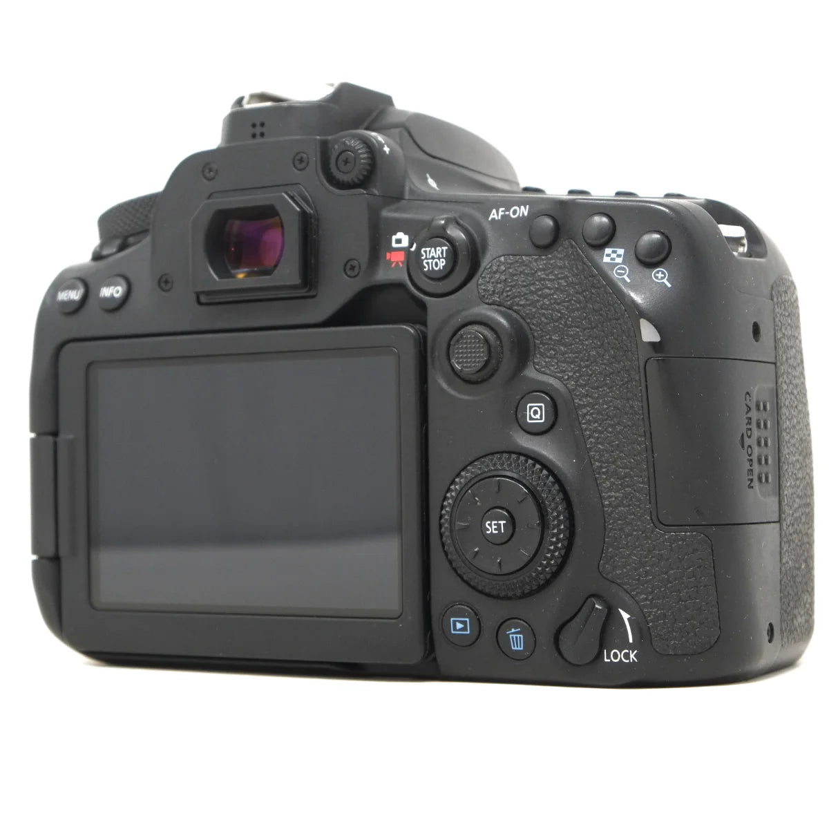 Used Canon EOS 90D DSLR camera body - back angle 