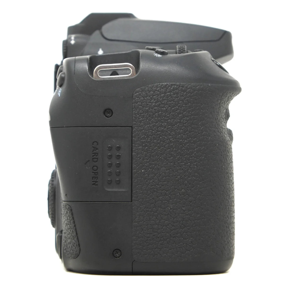 Used Canon EOS 90D DSLR camera body - side angle 