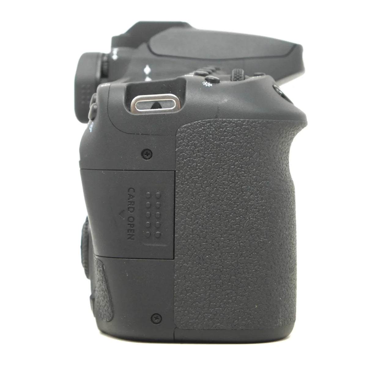 Used Canon EOS 90D DSLR camera - side angle 