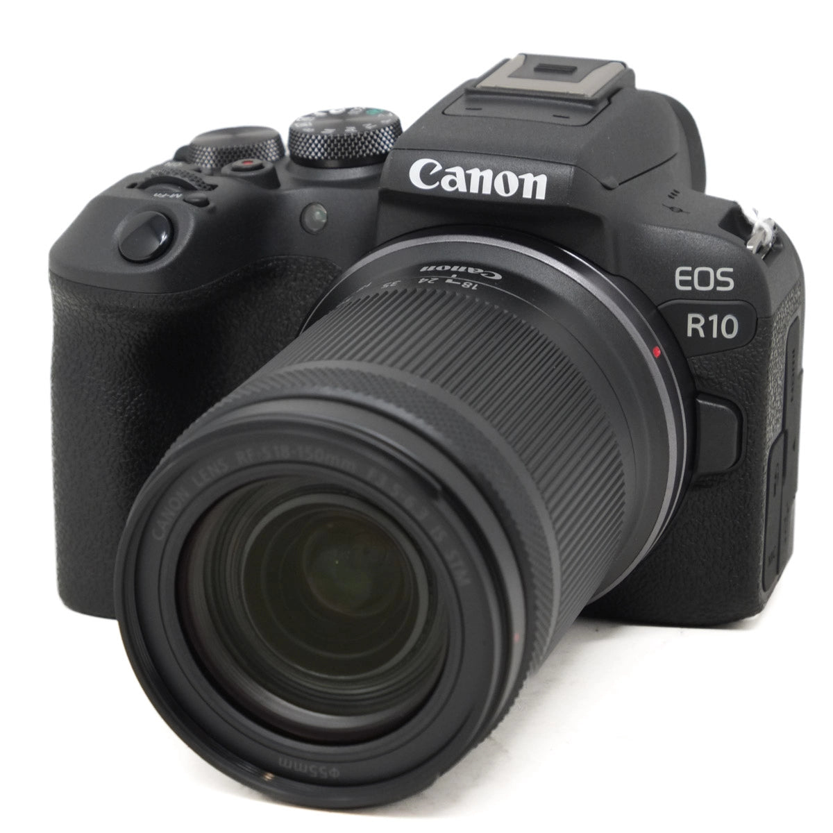 Used Canon EOS R10 + 18-150mm kit - Mint Condition - front angle with lens 