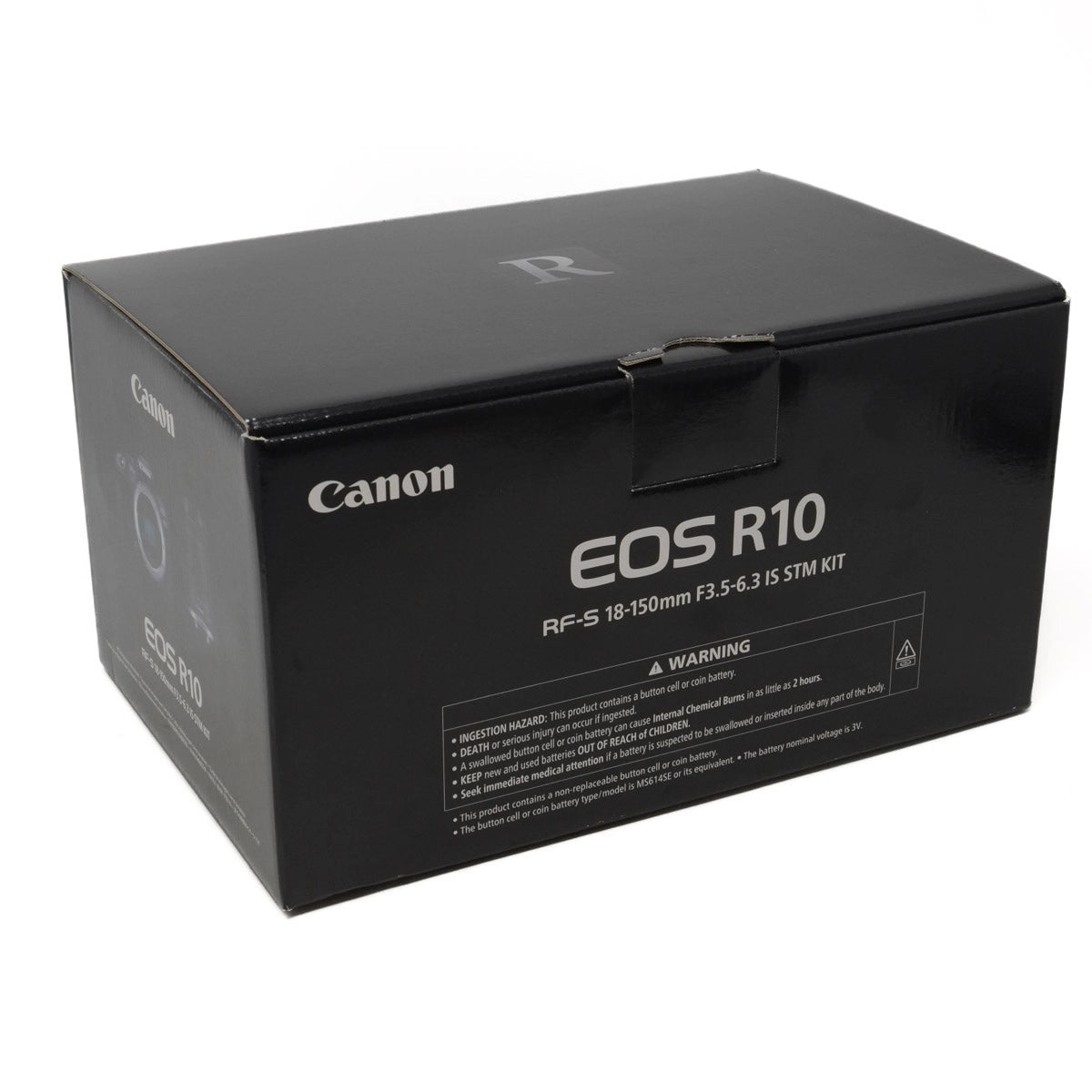 Canon EOS R10 camera box on a white background
