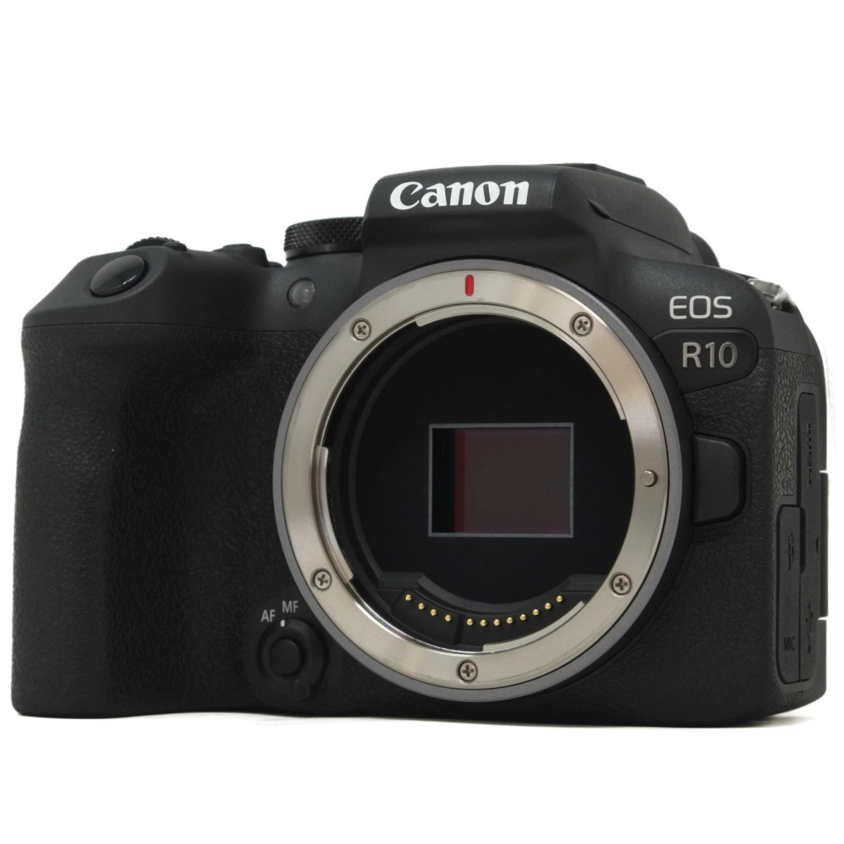 Used Canon EOS R10 Mirrorless Camera - Boxed - Front angle without body cap