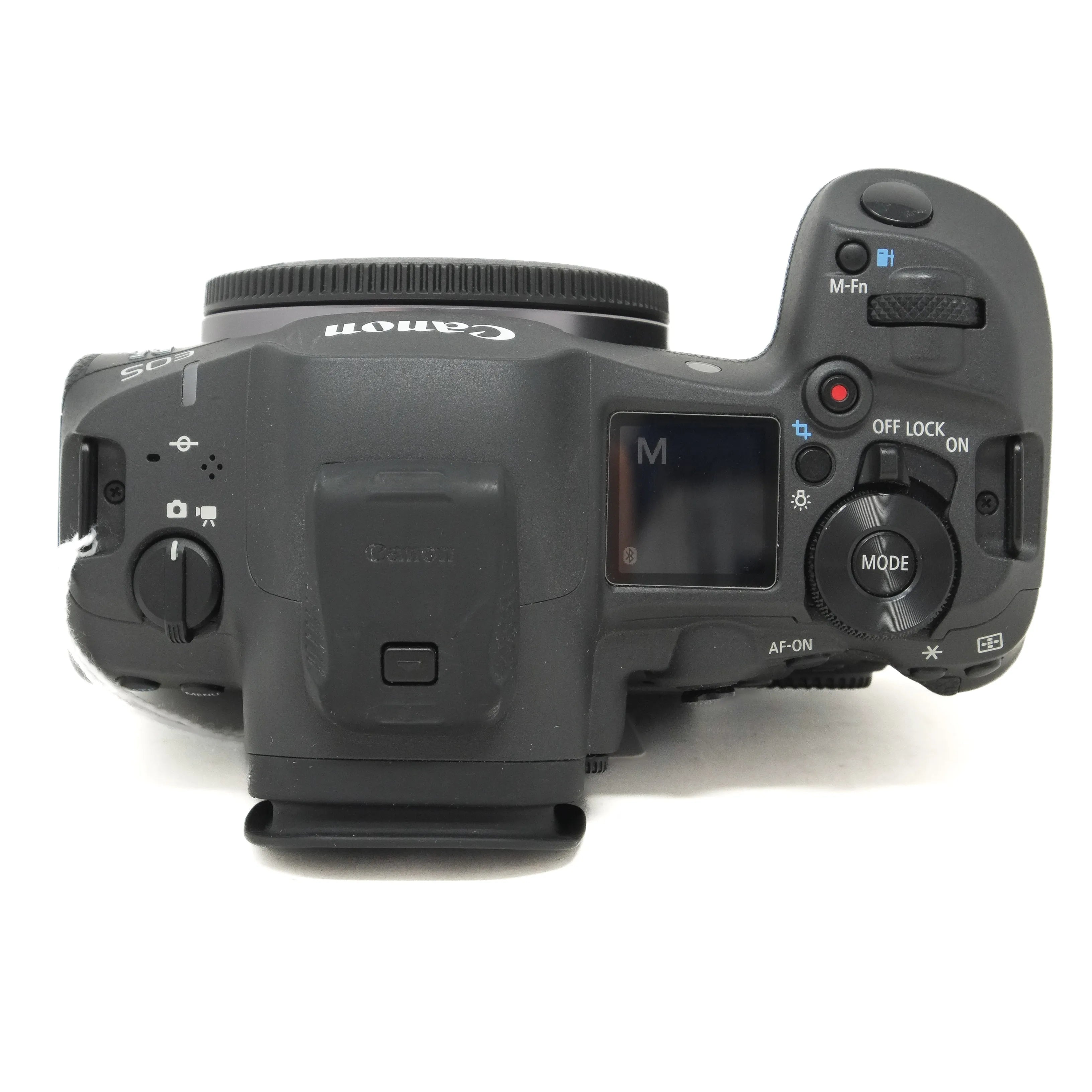 Canon camera top view on a white background