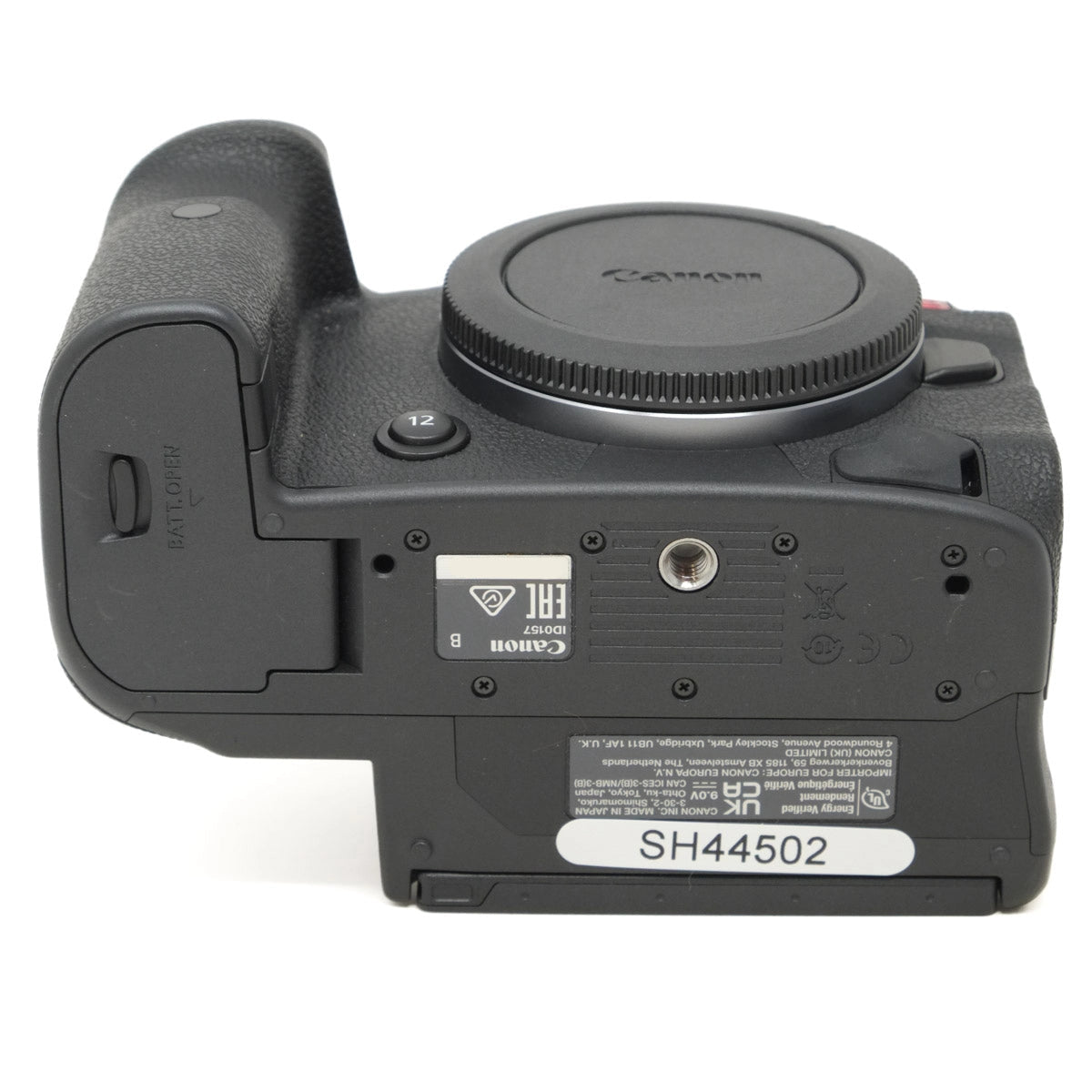 Canon camera body on a white background