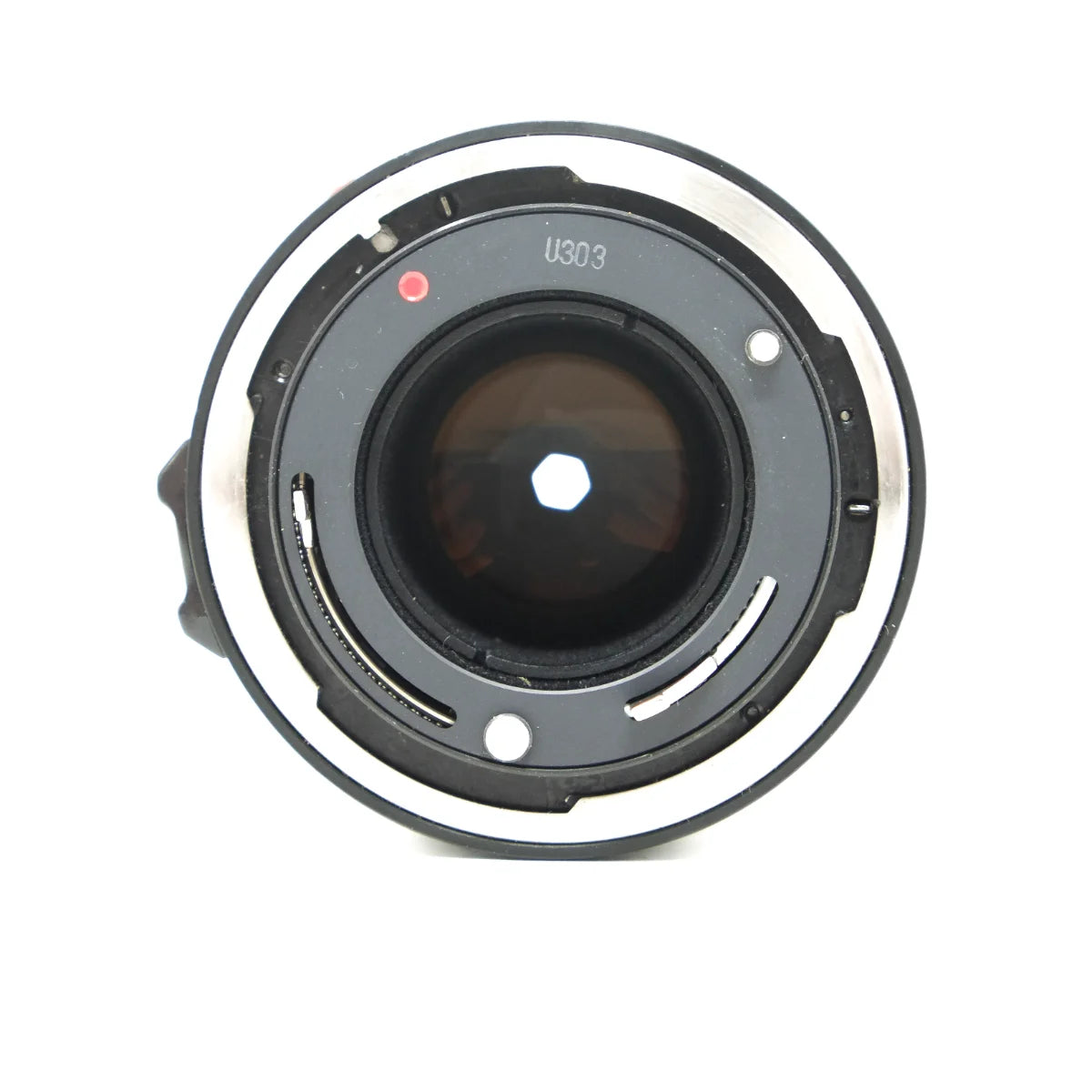 Used Canon FD 135mm F3.5 film camera lens - bottom angle 