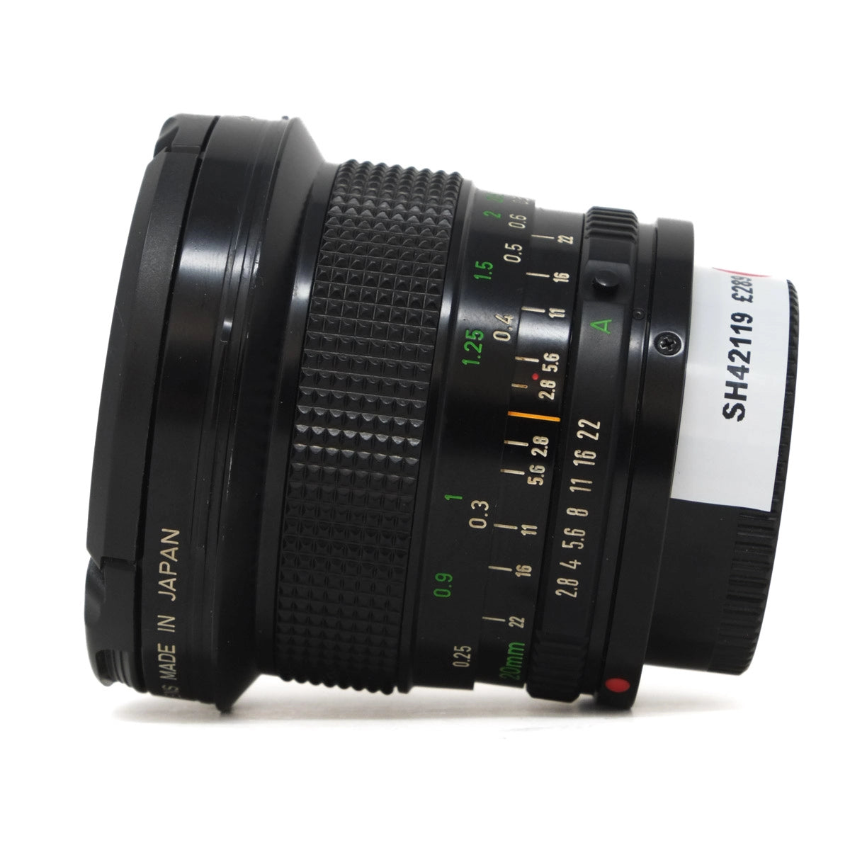 Used Canon FD 20mm F2.8 Lens - Side angle 