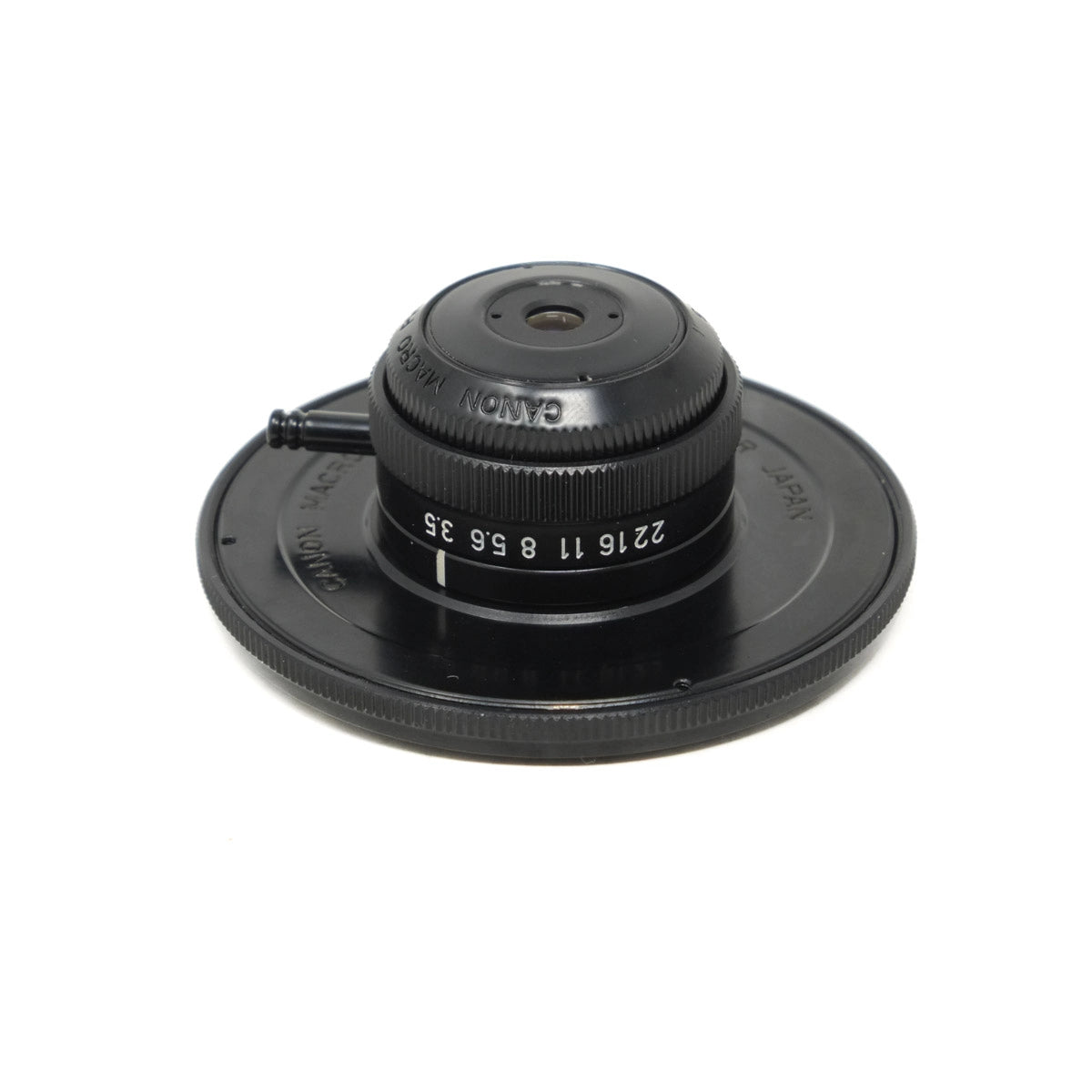 Used Canon FD 20mm F3.5 Macro Lens for Bellows FD - side angle 