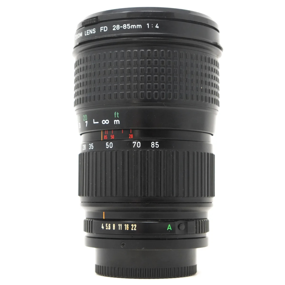 Used Canon FD 28-85mm F4 film lens - side angle 