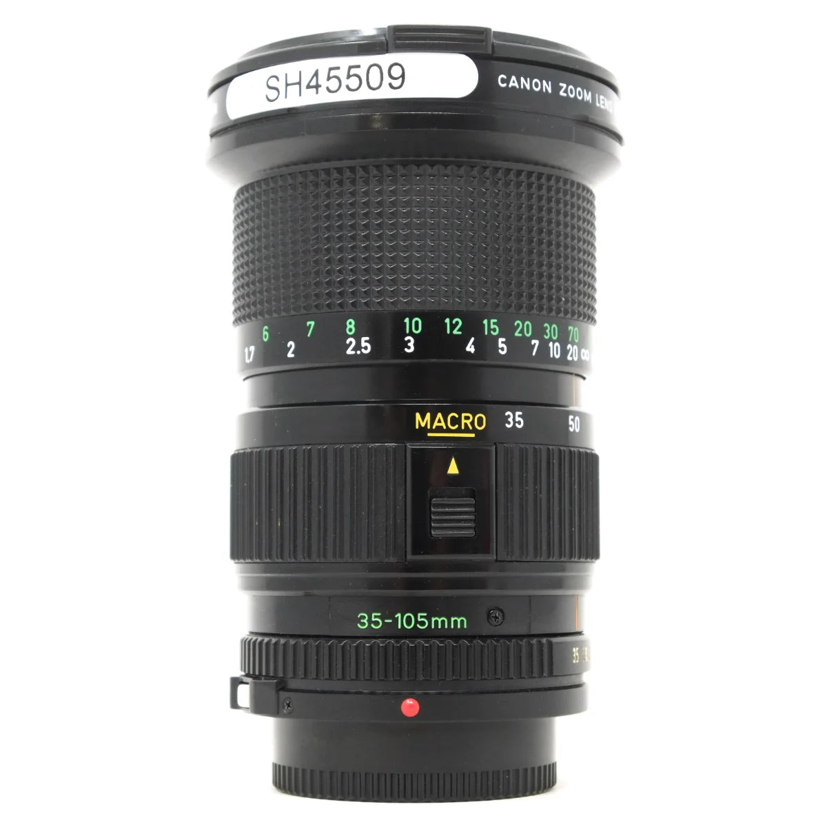 Used Canon FD 35-105mm F3.5 film lens - front angle 