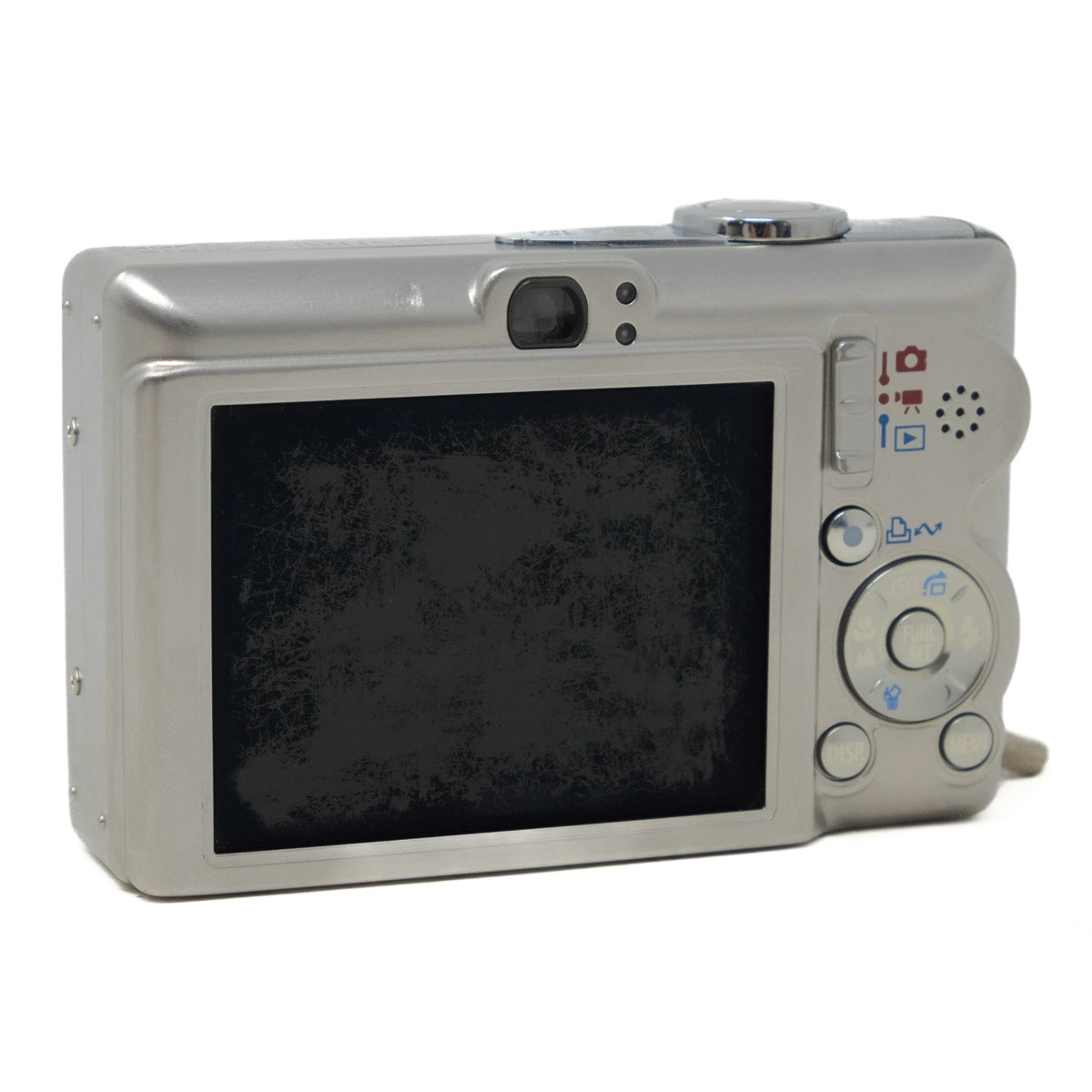 Digital camera with a screen on a white background