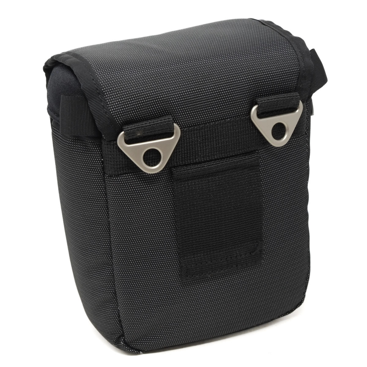 Black case with metal clasps on a white background