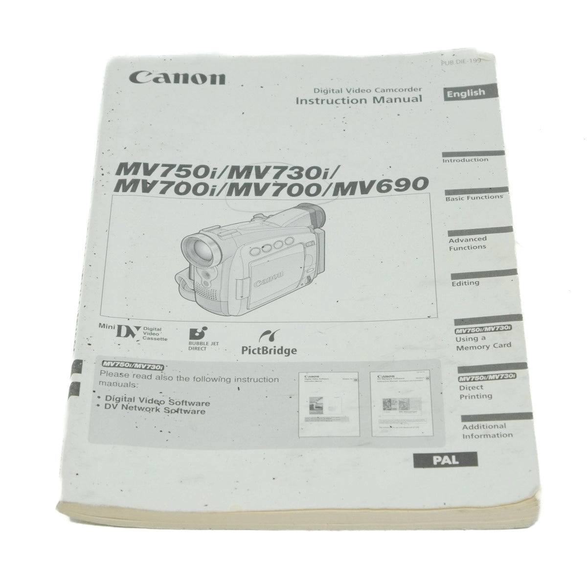 Canon digital video camcorder instruction manual on a white background