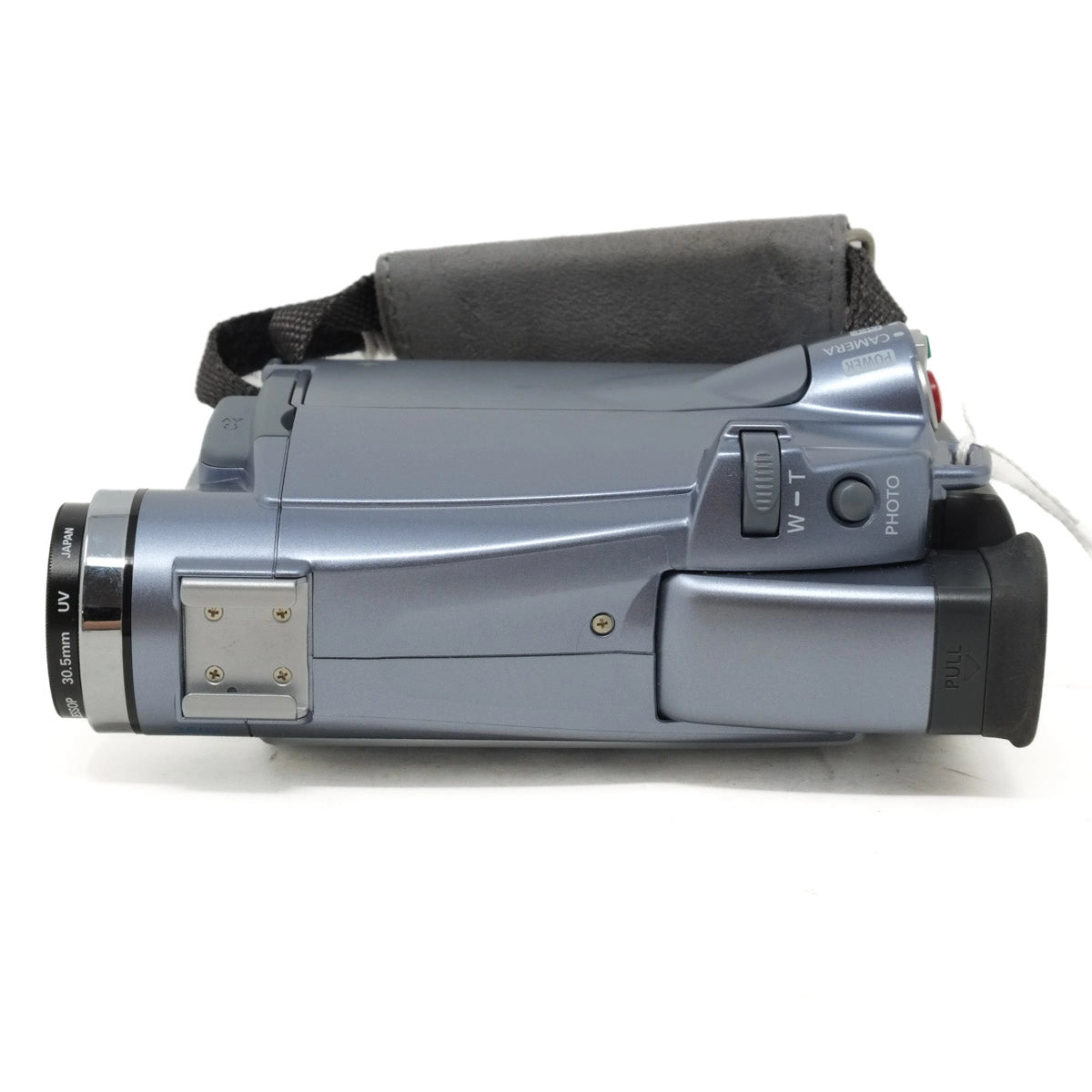 Vintage silver video camera on a white background