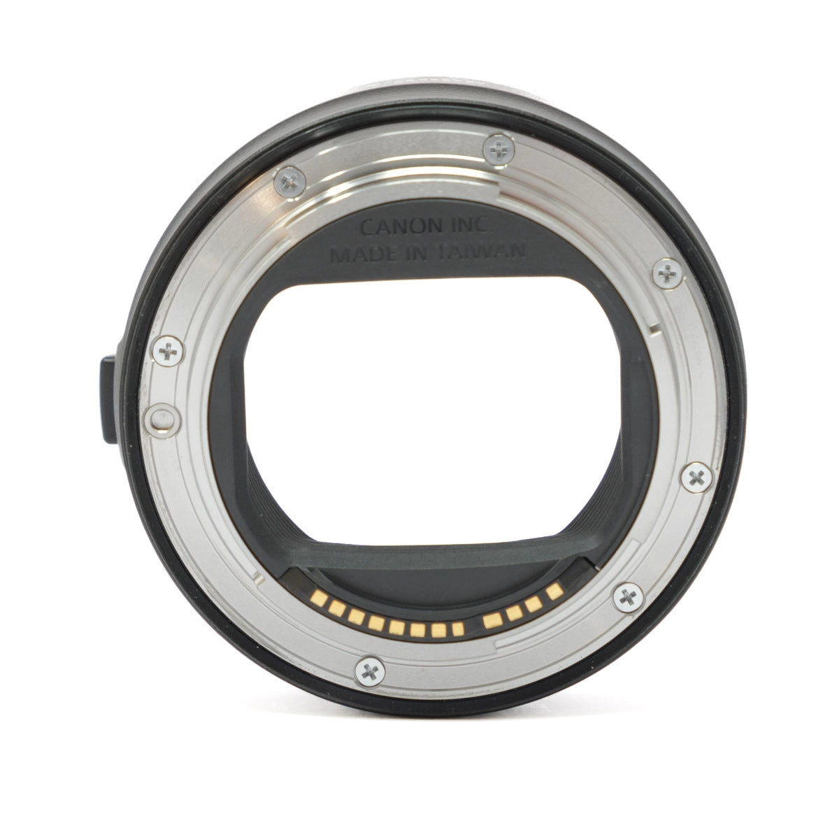 Canon lens mount adapter on a white background