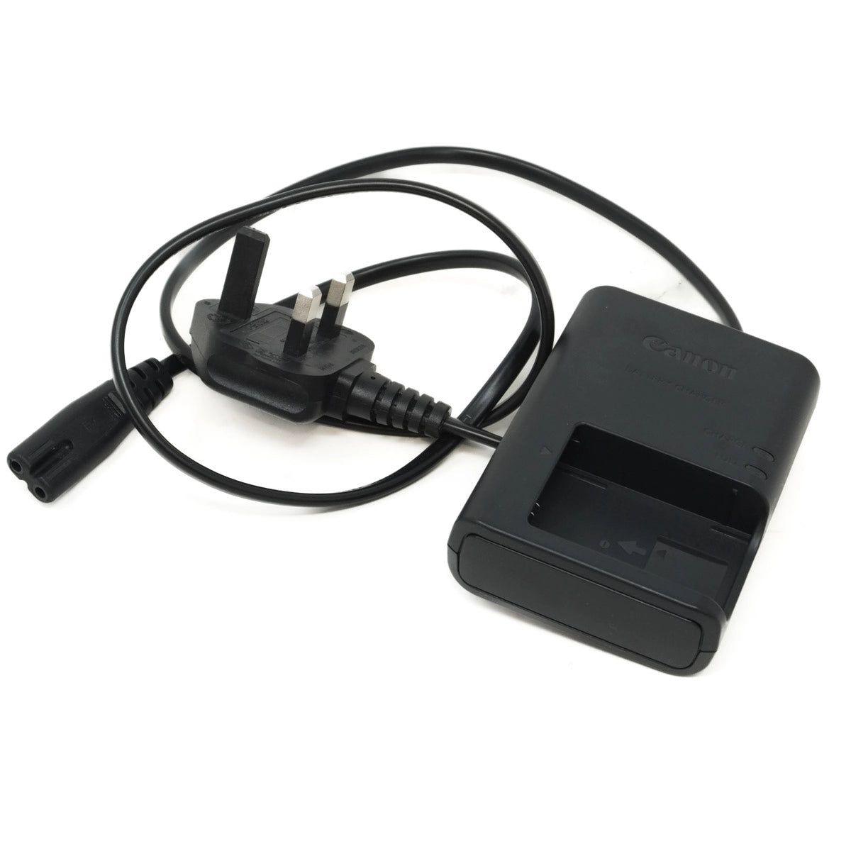 Canon battery charger with cable on a white background