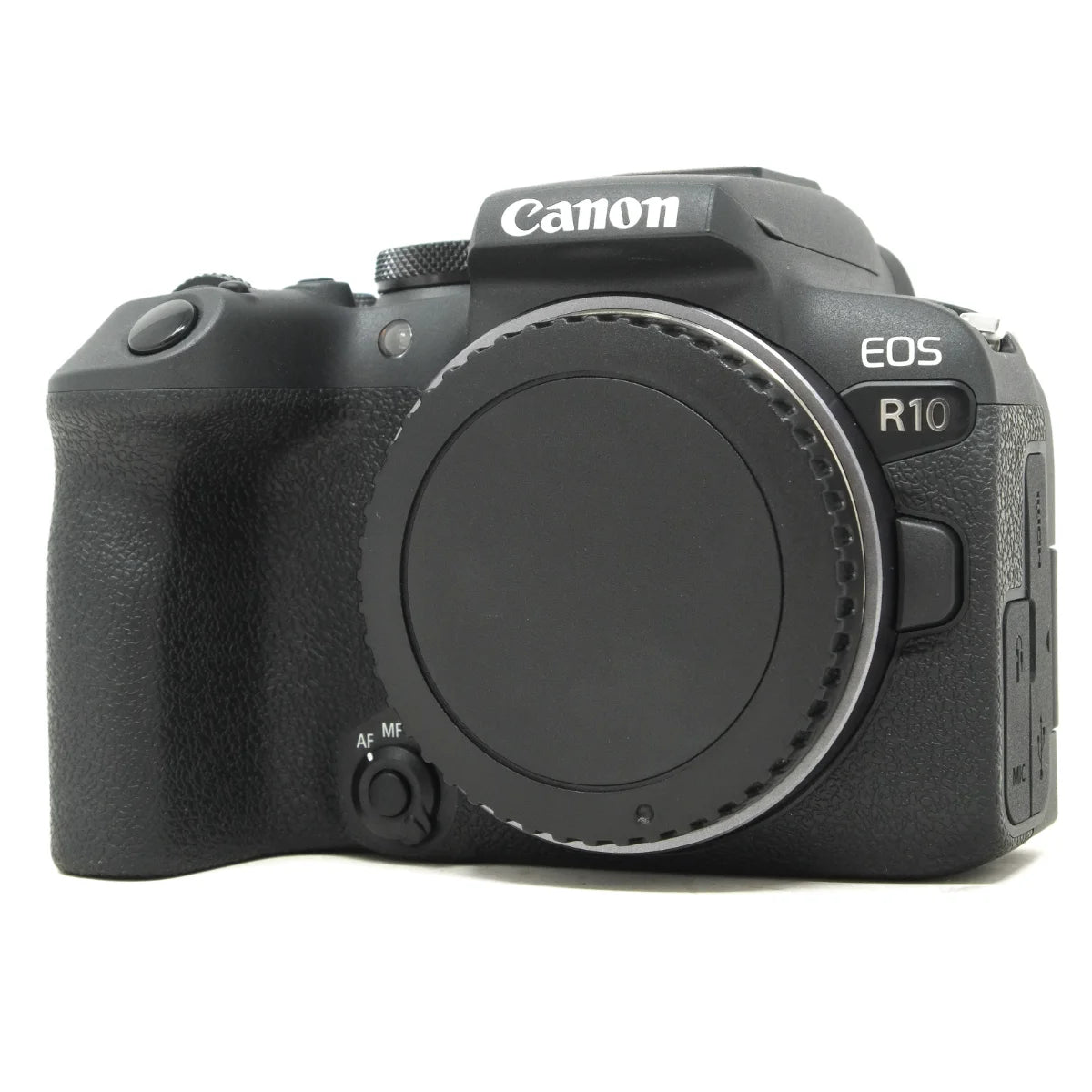 Used Canon R10 Body Mirrorless camera - front angle 