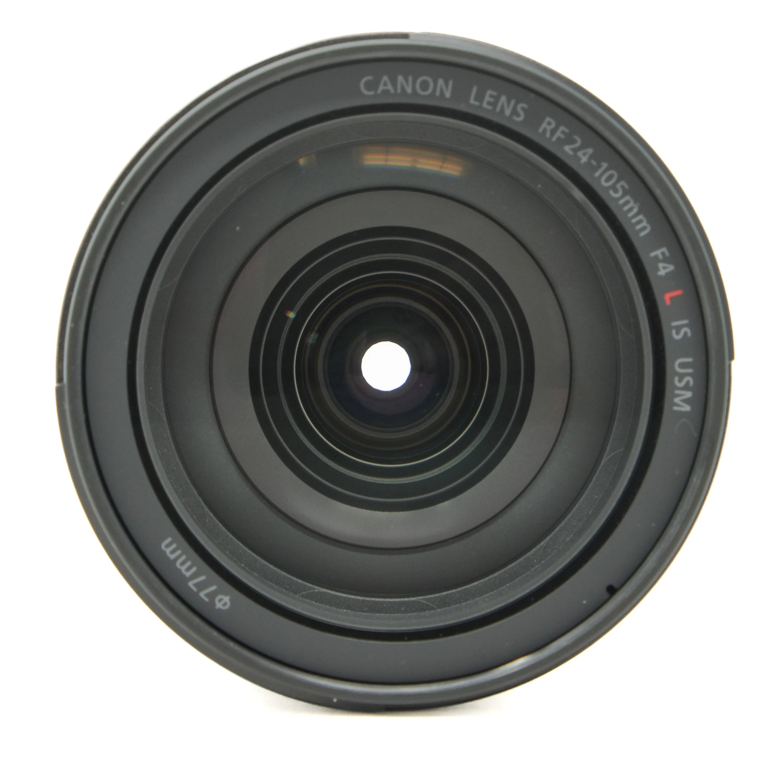 Used Canon RF 24-105mm f4 L IS USM Lens - top angle 