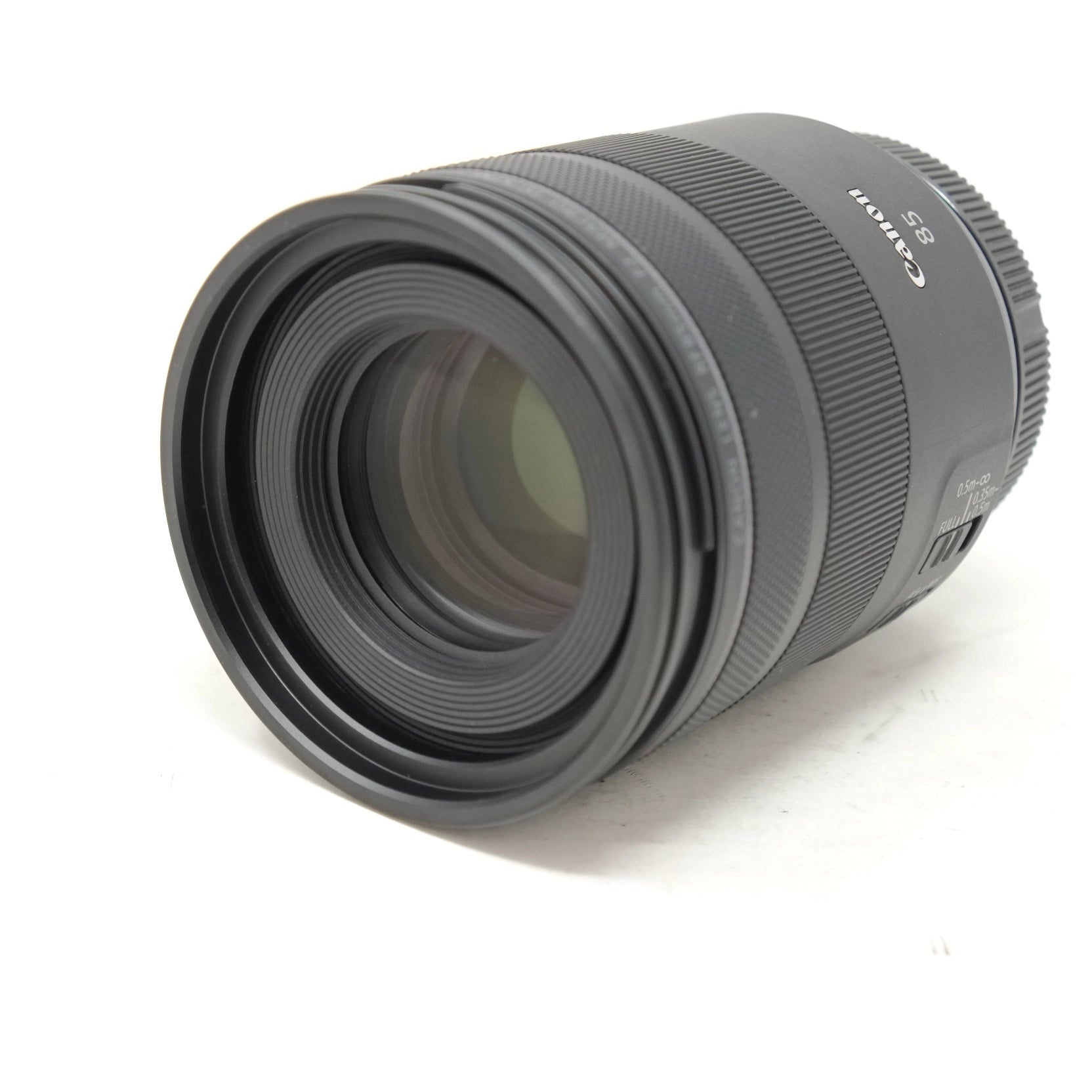 Camera lens with Canon branding on a white background